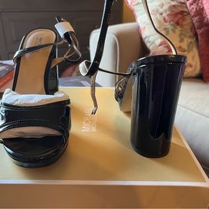 Patten leather black block heel with ankle wrap Michael Kors shoes